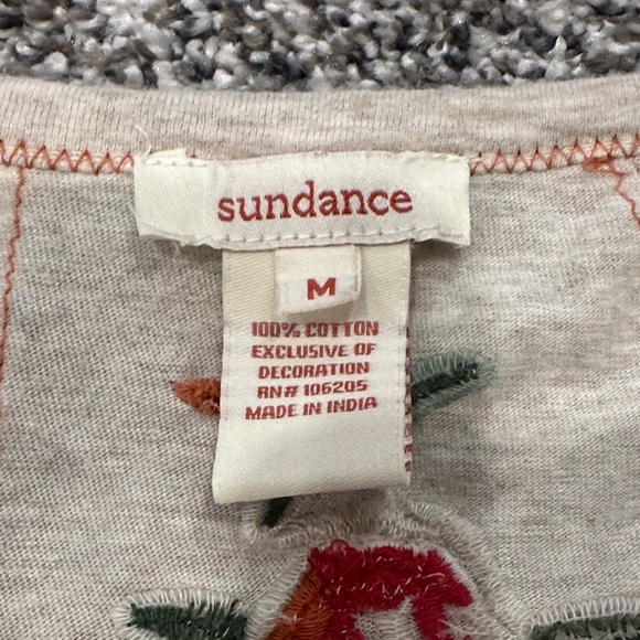 Sundance Cotton Beige Henley with Floral Embroidery - Picture 2 of 10